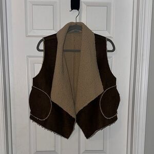 Brown and Tan Shearling Vest